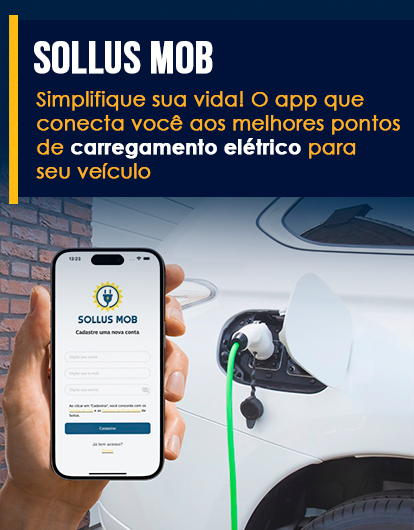 Sollus Mob - Banner mobile simplifique sua vida com o app que conecta você aos melhores pontos de carregamento elétrico para seu veículo