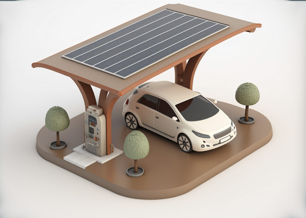 Imagem de carro em um posto de energia elétrica