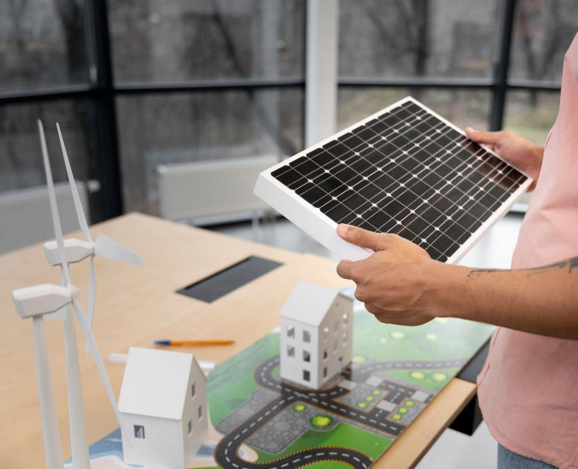 Maquete de projeto de energia solar e adaptação pra residências